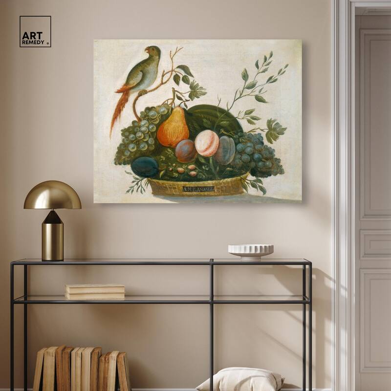 Randall Fruit with Parrot 1777 Canvas by Art Remedy, Gallery Wrapped