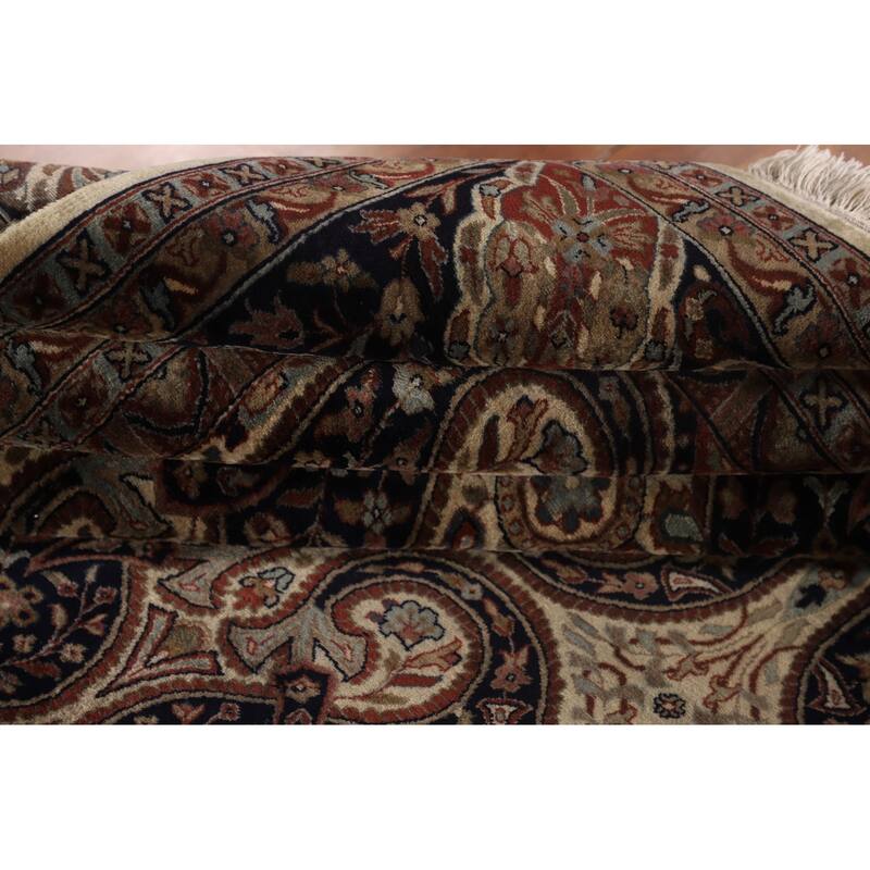 Navy Blue Agra Indian Area Rug Handmade Wool Carpet - 8'0"x 10'1"