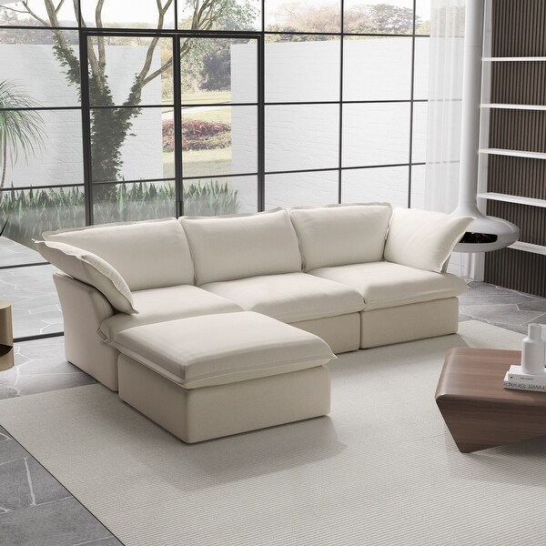 L Shaped Modern Comfy Cloud Sofa Couch, Minimalist Down L Shaped Modern Comfy Cloud Sofa Couch, Minimalist Down