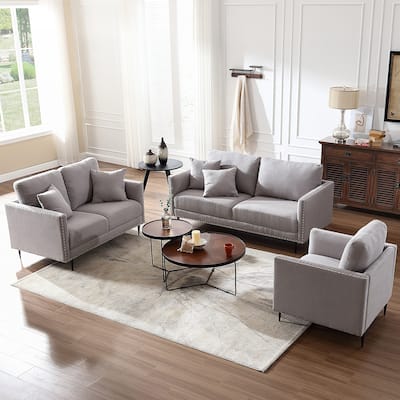 Morden Fort Living Room Furniture Set,3 Piece Contemporary Chair Loveseat Sofa Set for Apartment, Office, Hotel