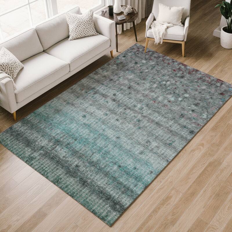 Machine Washable Indoor/ Outdoor Ombre Stripes Chantille Rug