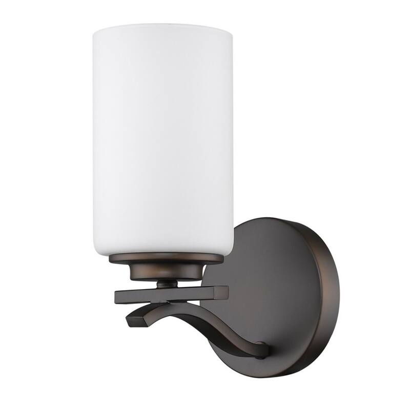 Modern Flush Mount Wall Sconce with White Opal Glass Shade and Dimmable E26 Light Fixture - 9.75" H x 5" W x 6.5" D