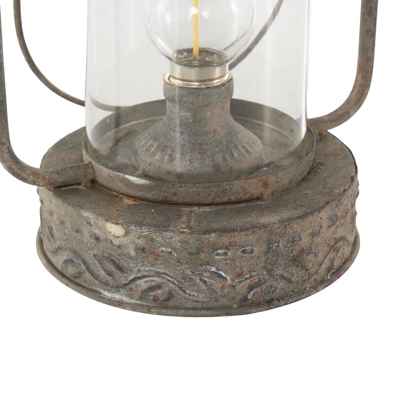 Metal Leaf Decorative Candle Lantern with Red Accents and Handle - Bronze - Roche River Decor - 6"W x 8"L x 12"H