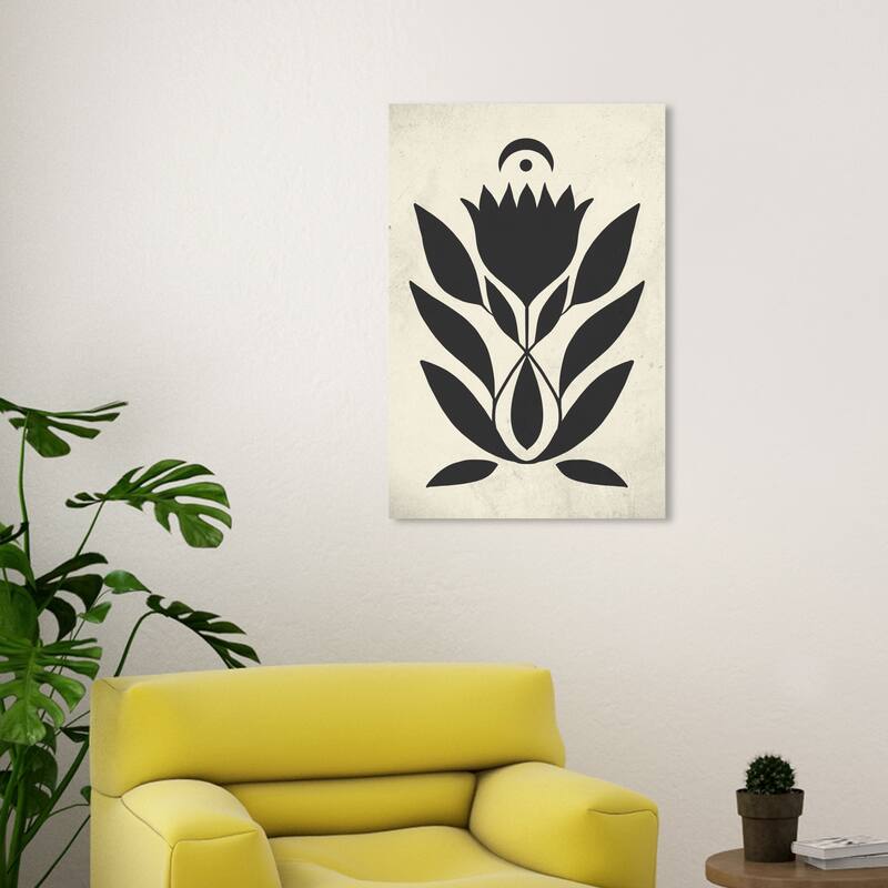 Wynwood Studio Canvas Floral and Botanical Lunar Floral Bloom Black and Pastel Black Modern & Contemporary Wall Art Canvas Print - 30 x 20