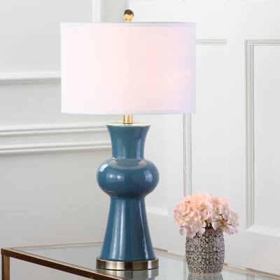 SAFAVIEH Lighting 30-inch Blue Lola Column Lamp (Set of 2) - 15"x15"x30"