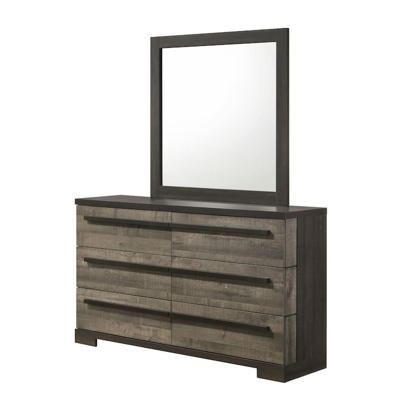 Felicia 6 Piece Gray Modern Contemporary Solid Wood And Veneers Upholstered Panel Bedroom Set