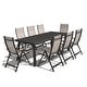 preview thumbnail 26 of 41, 9/11/13-Piece Outdoor Patio Dining Set All-Weather Aluminum Dining Table with Umbrella Hole and Adjustable Folding Chairs