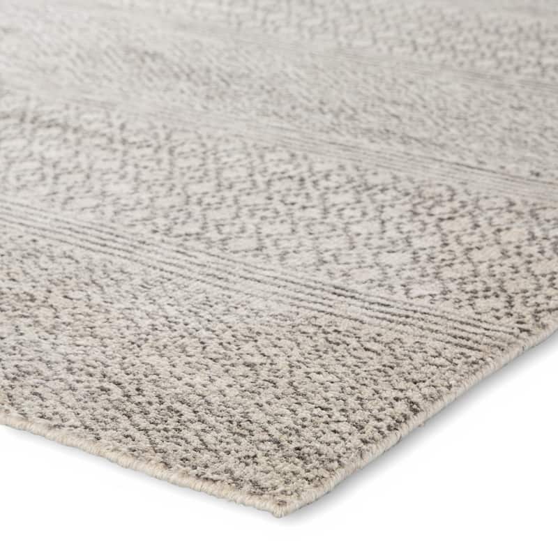 Kelis Hand-Knotted Geometric Ivory/ Dark Grey Area Rug