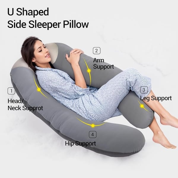 Almohada De Embarazo En Forma De U - Soporte Total Para Dormir De Lado, Ajustable Y Lavable