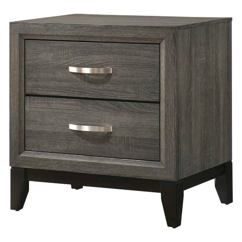 Gray Foil 2 Drawer 16 in. W Nightstand with Sturdy Hardware and Ample Storage