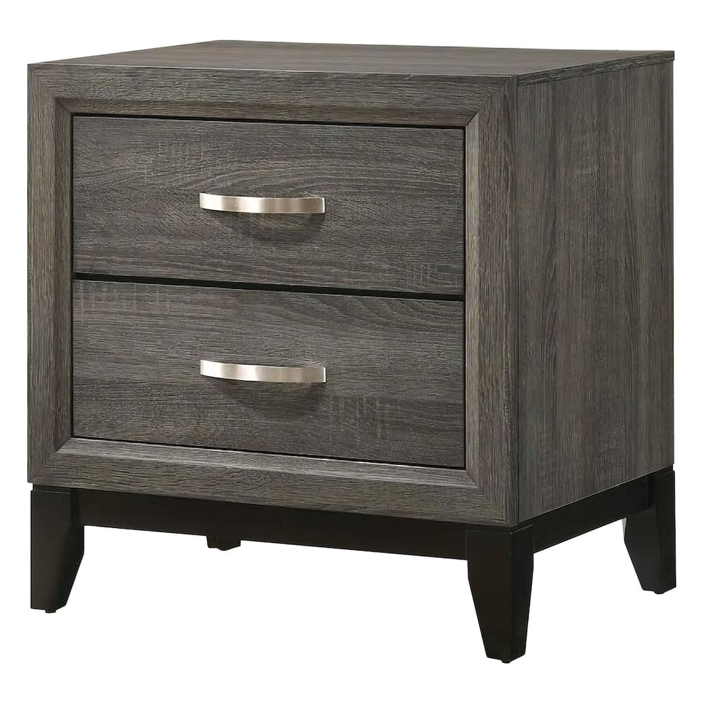 Gray Foil 2 Drawer 16 in. W Nightstand with Sturdy Hardware and Ample Storage