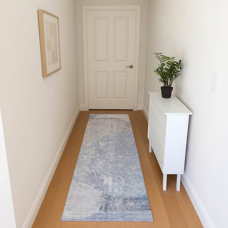 Premium Washable Super Soft Abstract Modern Mayfield Rug - Sky - 2'3" x 7'6"