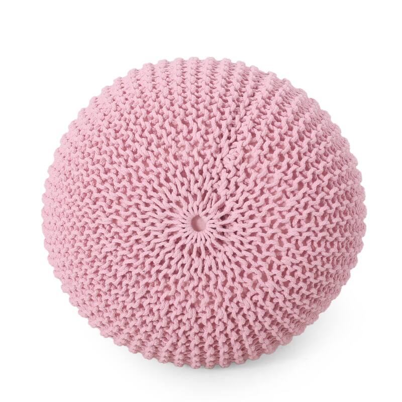 Abena Knitted Cotton Pouf by Christopher Knight Home