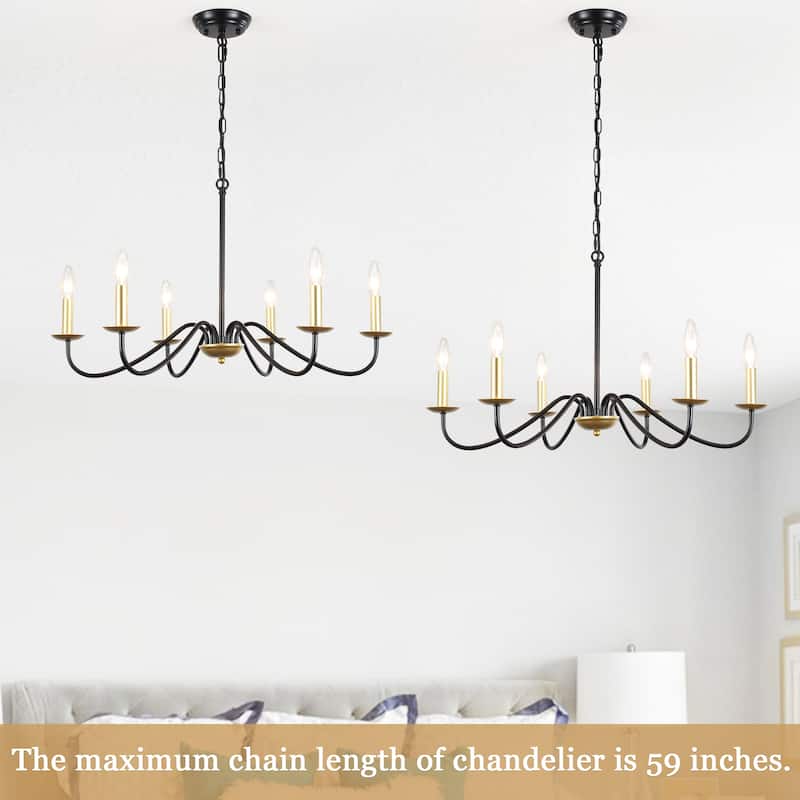 6-Light Rustic Farmhouse Simple Candle Chandelier for Bedroom, Kitchen, Living Room and Foyer