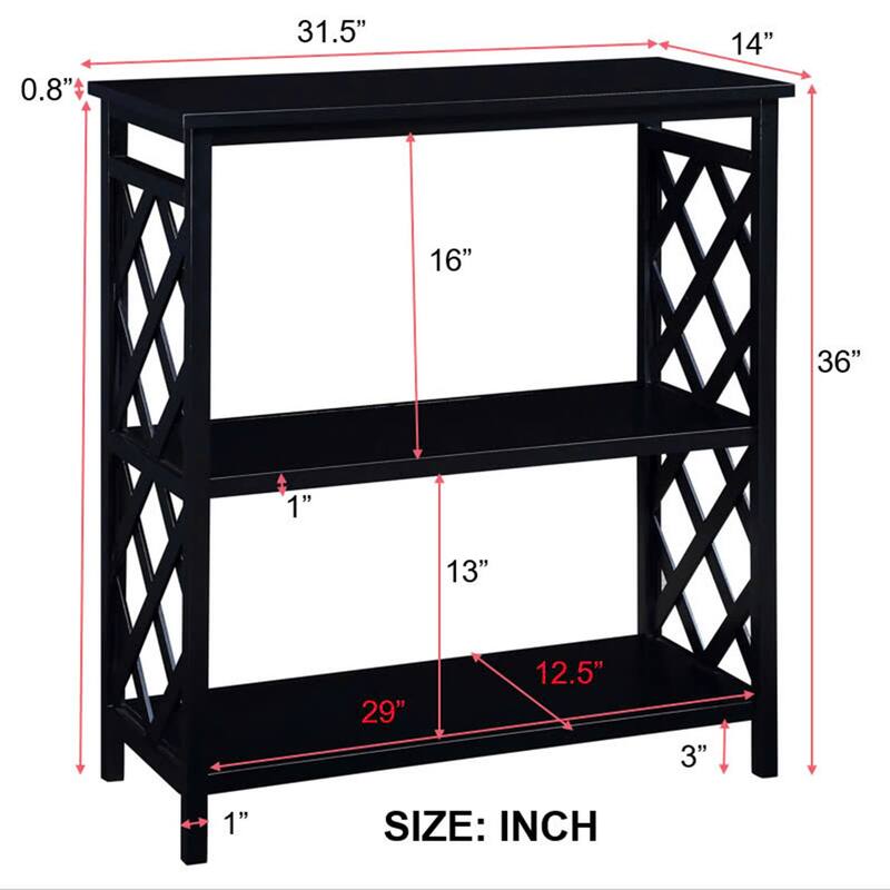 3-Tier Console Sofa Table Hallway Tables with Open Storage Shelf, Bookshelf, Living Room Narrow Accent Entryway Table
