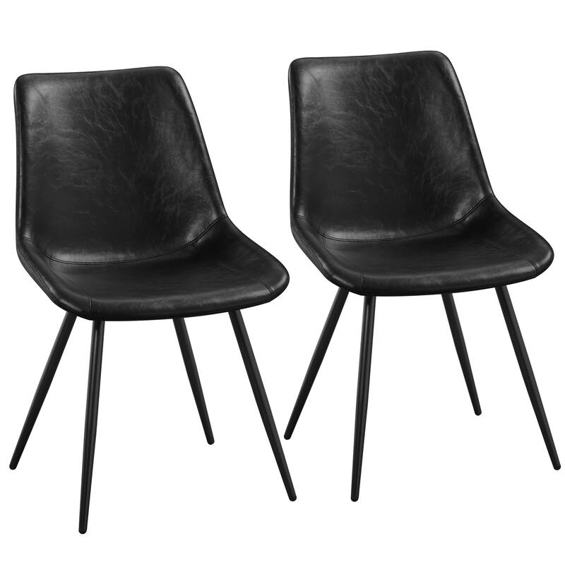 Yaheetech 2PCS Faux Leather Dining Chairs with Metal Legs for Kitchen Dining Room