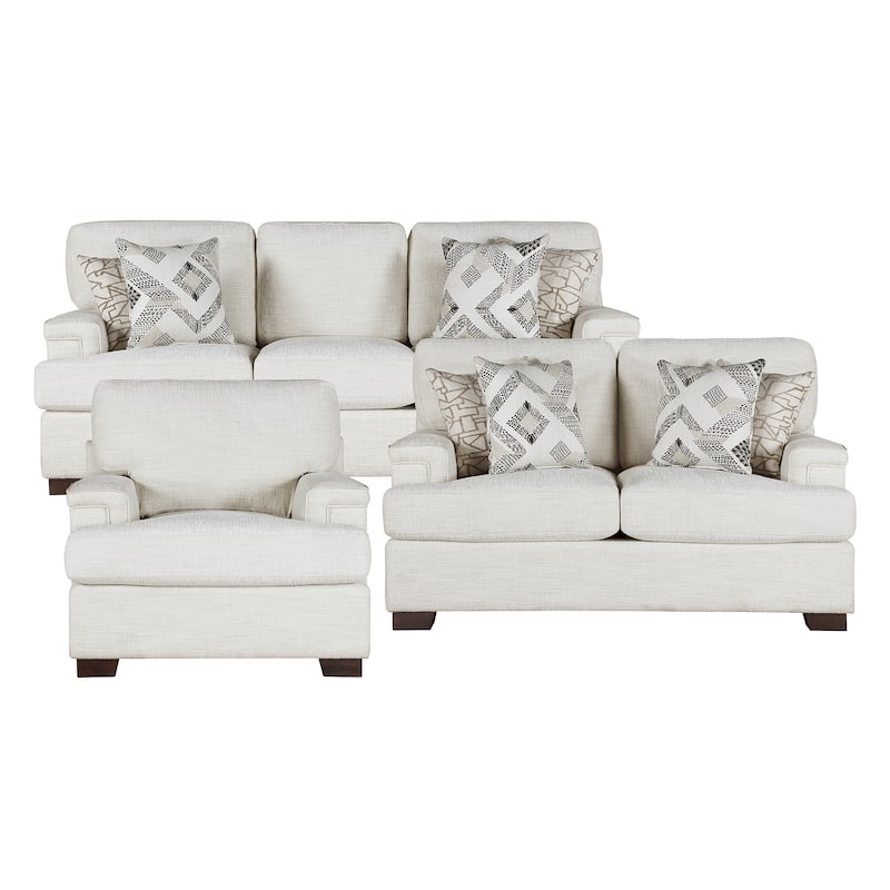 Osiria 3-Piece Chenille Living Room Sofa Set - Cream