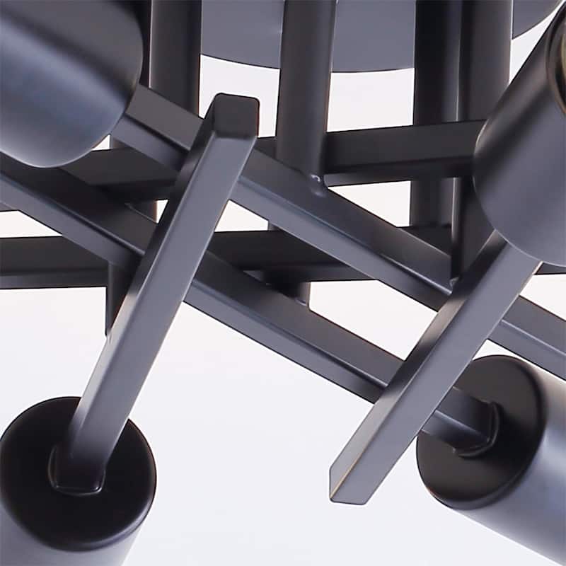 Modern Black 6-Light Unique Sputnik Semi Flush Mount Lighting Fixture