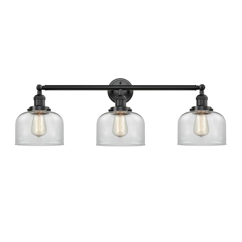 Innovations Lighting Large Bell 3 Light 32" Wide Bathroom Vanity Light - Oil Rubbed Bronze / Clear