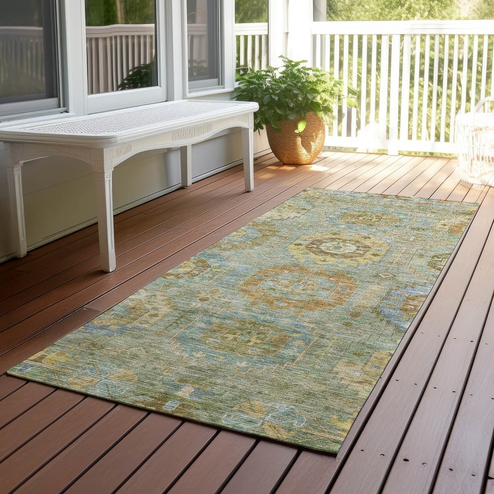 Machine Washable Indoor/ Outdoor Vintage Traditional Chantille Rug