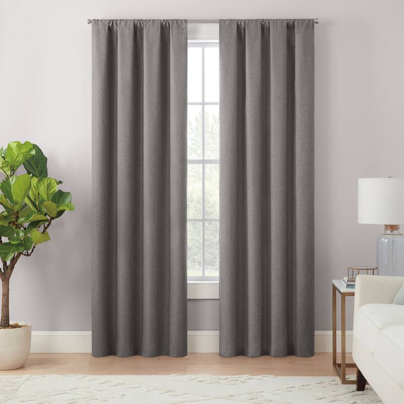 Eclipse Cannes Magnitech 100% Blackout Curtain, Rod Pocket Window Curtain Panel, Seamless Magnetic Closure (1 Panel) - 40x63 - Charcoal