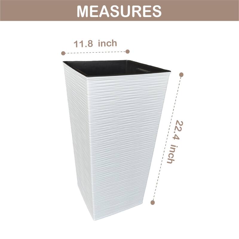 Lamela 22.4 in H Rectangular Plastic Modern Style Finezja Planter w/Removable Insert Shelf, Porch Planters, Flower Pot