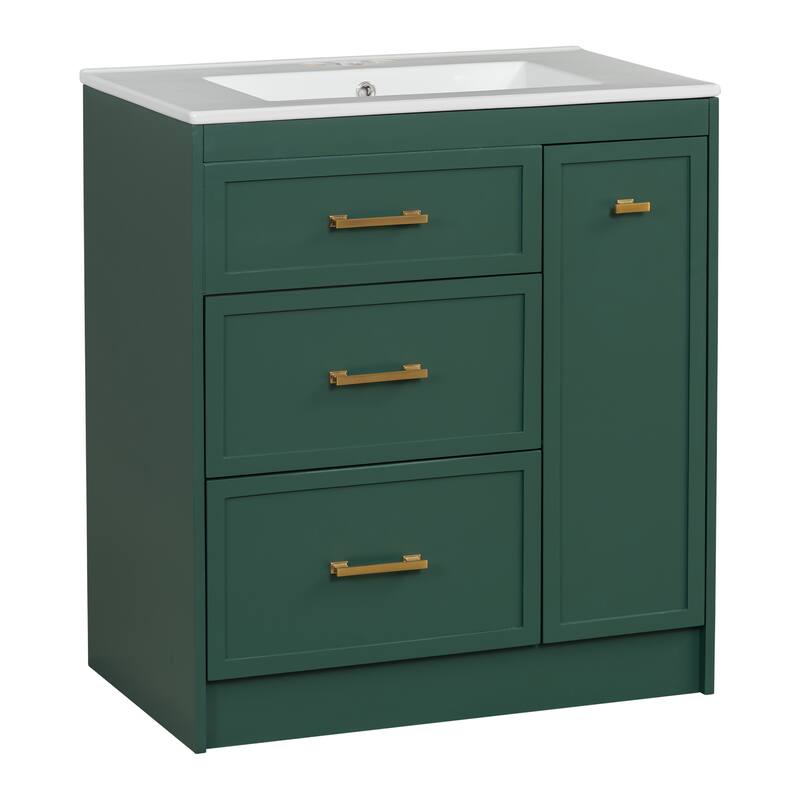Bathroom Vanity with Sink Combo Set, Bathroom Storage Cabinet with 3 Drawers, Vanity Set with Double-Layer Drawer