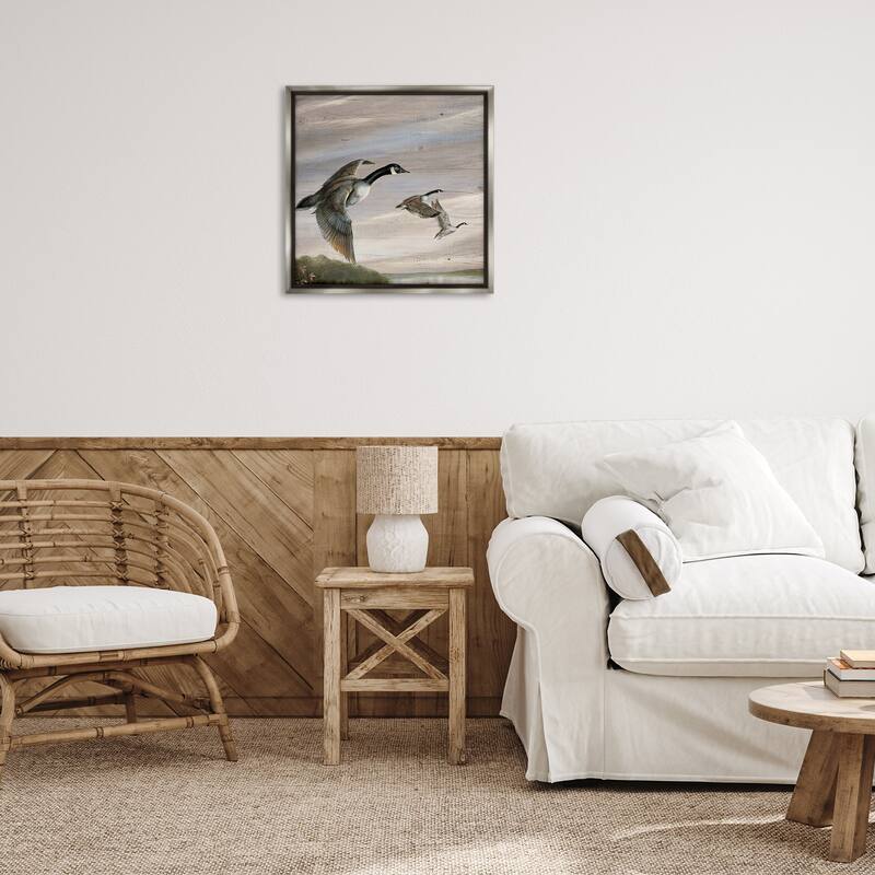 Stupell Flying Geese over Rustic Framed Floater Canvas Wall Art Design By Ruane Manning
