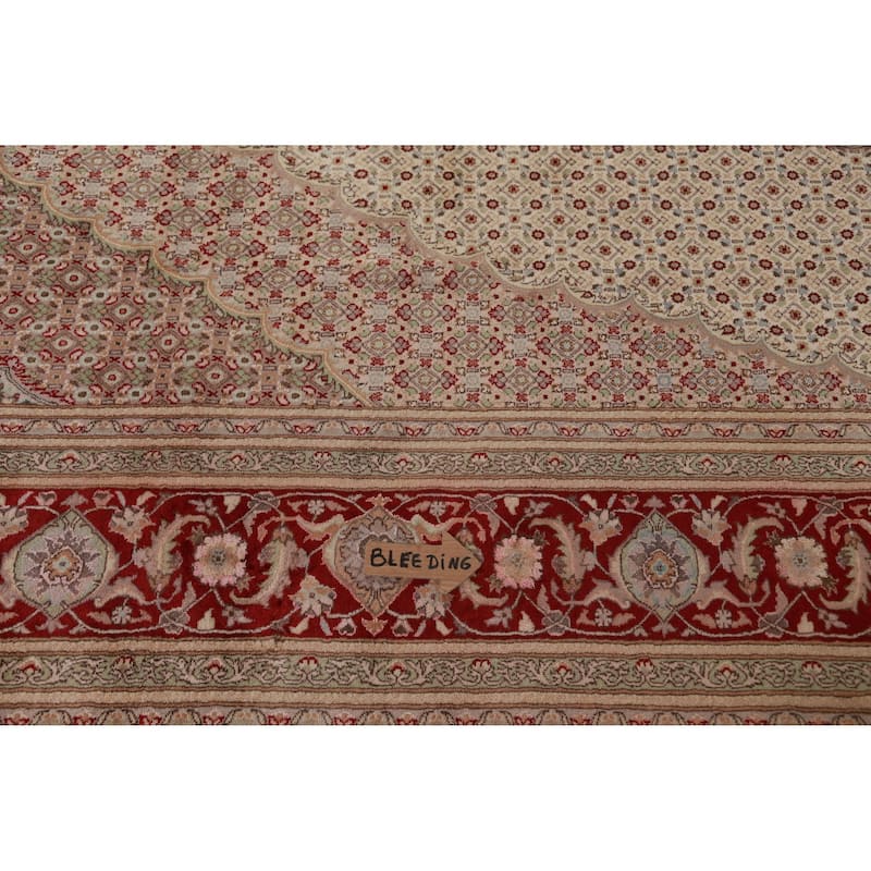 Medallion Tabriz Mahi Oriental Large Rug Handmade Wool Carpet - 10'2"x 14'3"