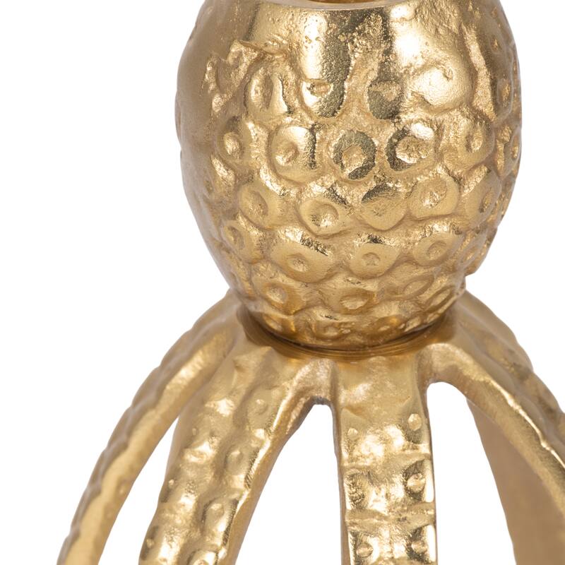 Metal Coastal Octopus Taper Candle Holder - Gold - 10.0"