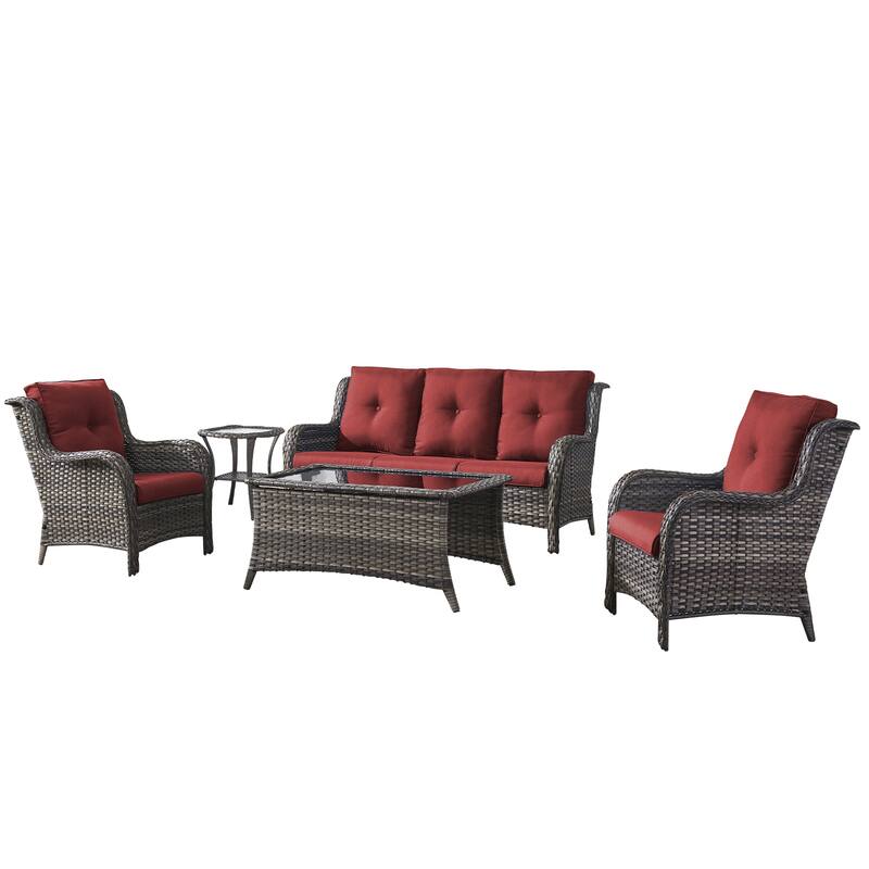 Pocassy Outdoor Patio Sofa Chairs with Coffee Table