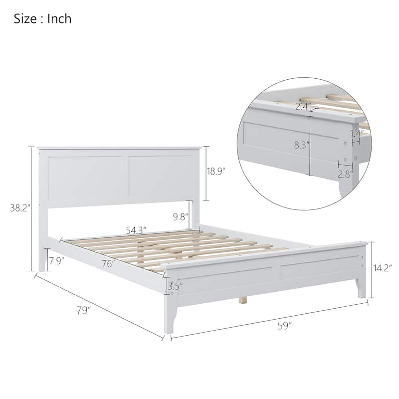 Modern Solid Wood Full Platform Bed