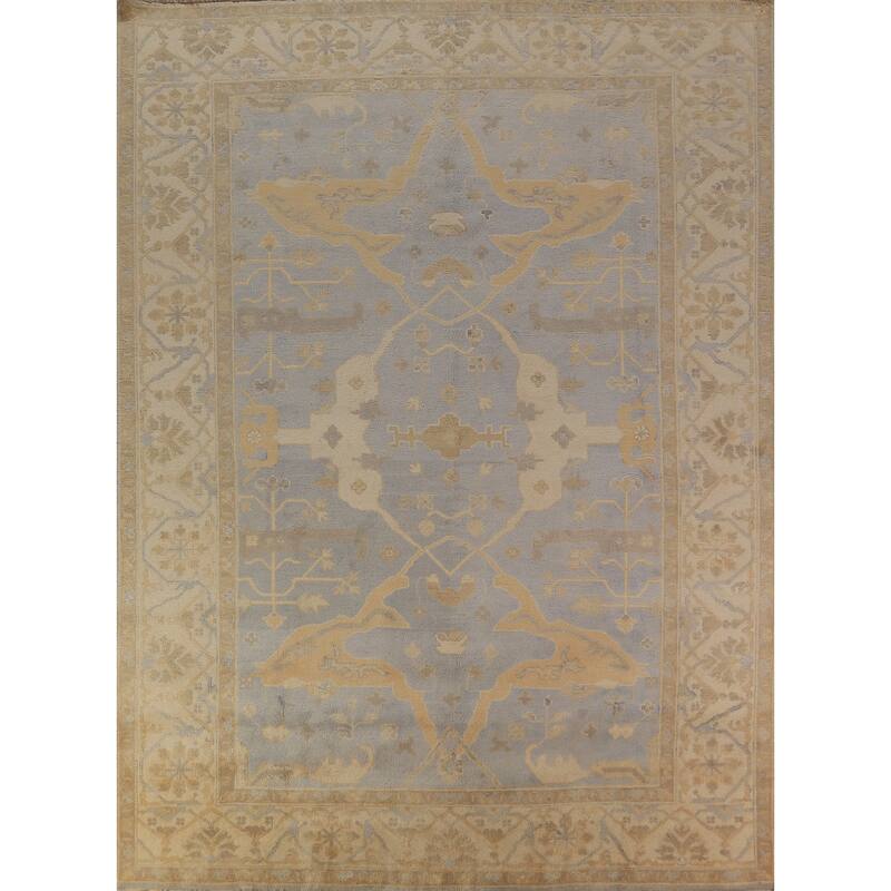 Oushak Indian Area Rug Hand-Knotted Nursery Wool Carpet - 9'4"x 11'8"