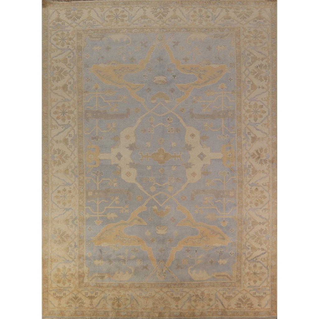 Oushak Indian Area Rug Hand-Knotted Nursery Wool Carpet - 9'4"x 11'8"