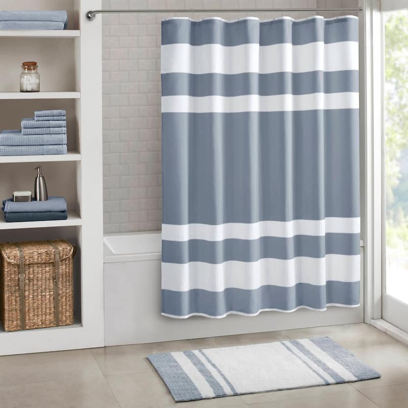 Madison Park Spa Waffle Shower Curtain with 3M Treatment