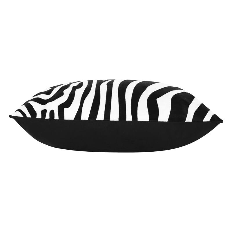 Sevita Handmade Black/White Animal Print Polyester Throw Pillow, 20" x 20"