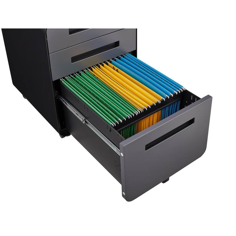 3 Drawer Mobile Filing Cabinet,Multifunctional Legal/Letter File Storage Cabinet,5-Wheel Design With Anti Tilt Steel Material