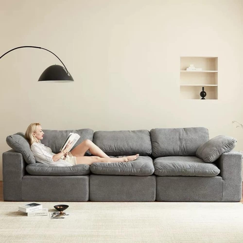 118" Chenille Fabric Upholstered 3-Seater Sofa