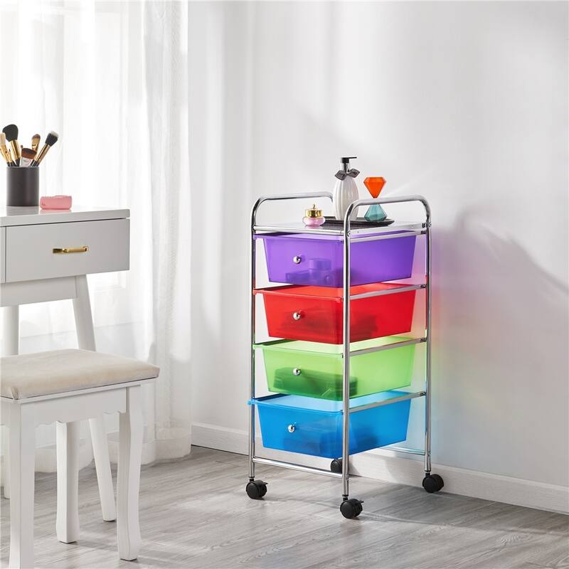 Yaheetech Rolling Storage Trolley with 4 Drawers with Metal Frame