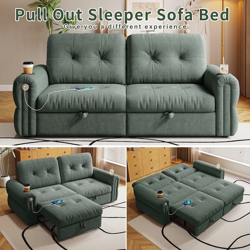 GDFStudio - Chenille Convertible 2-Seater 74" Sofa Bed