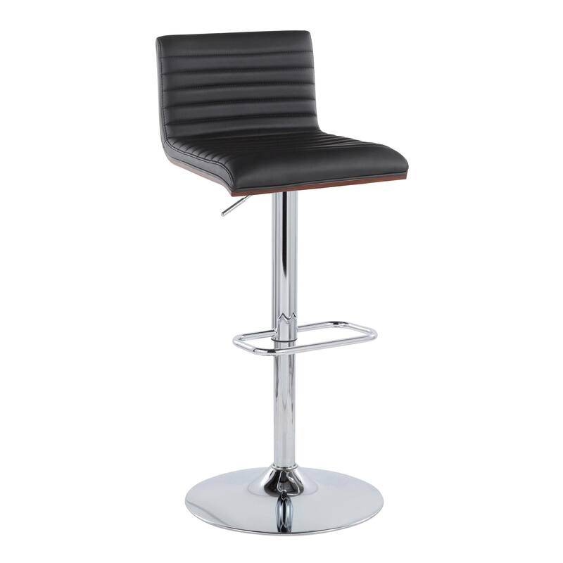 Carson Carrington Tyra Adjustable Bar Stool (Set of 2) - Black Faux Leather/Chrome/Rounded Rectangle