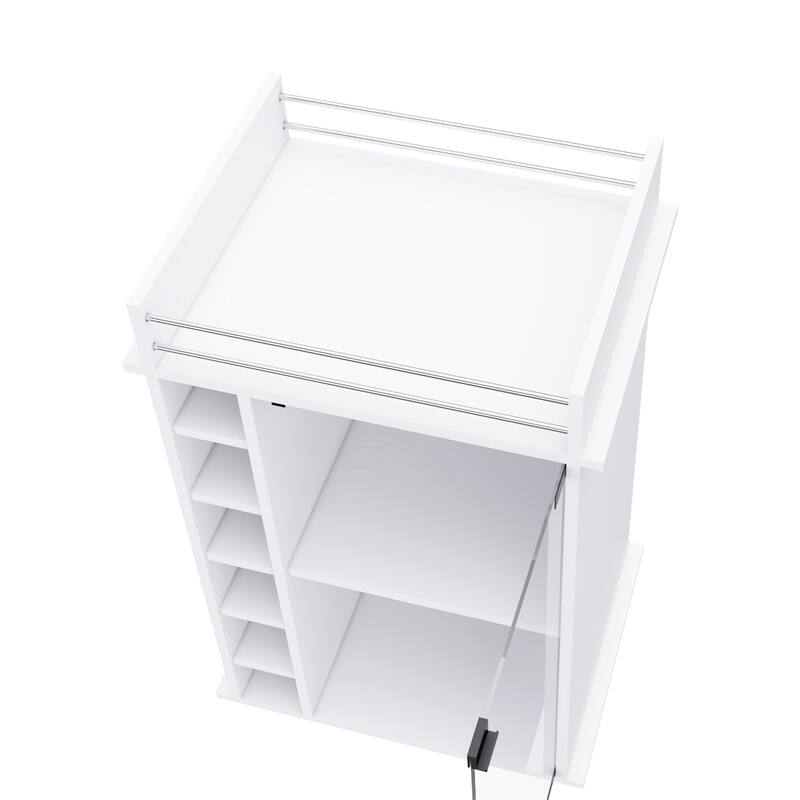 Dukat Bar Cart,Two Shelves, Six Built-in Wine Rack, Four Casters -White