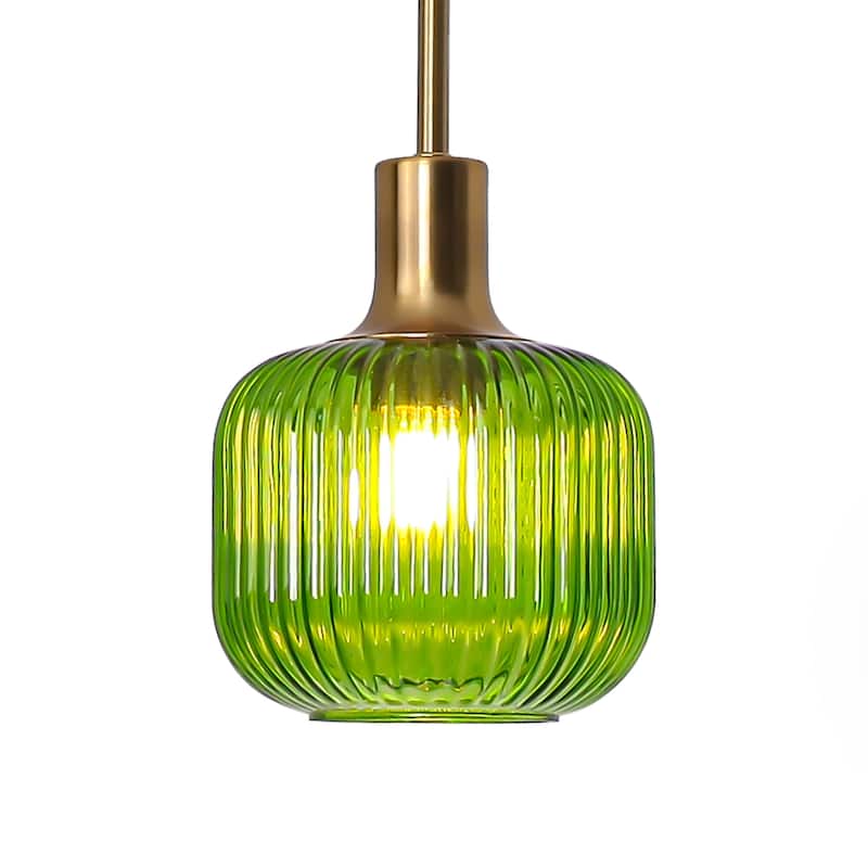 6" Wide Vintage 1-light Green Glass Pendant Light