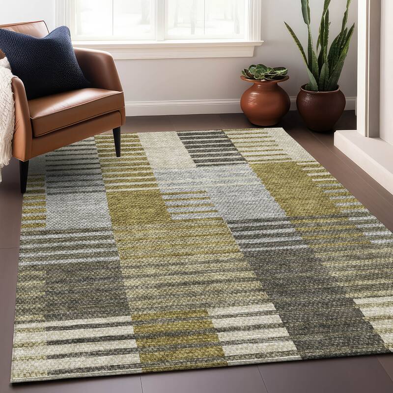 Premium Washable Super Soft Geo Stripe Mayfield Rug