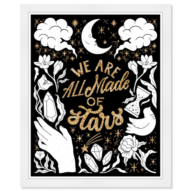 Wynwood Studio Prints Typography and Quotes Made of Stars Black and Metallic Gold Bohemian & Eclectic Wall Art Canvas Print
