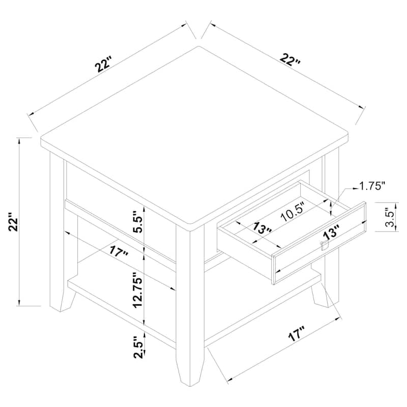 Bradford 1-drawer Square Wood End Table Walnut