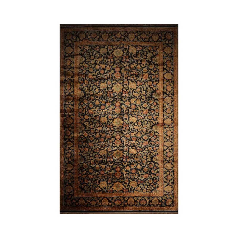 Hand Knotted Agra Charcoal,Sage Wool Traditional Oriental Area Rug - 12' 3'' x 19' 6''