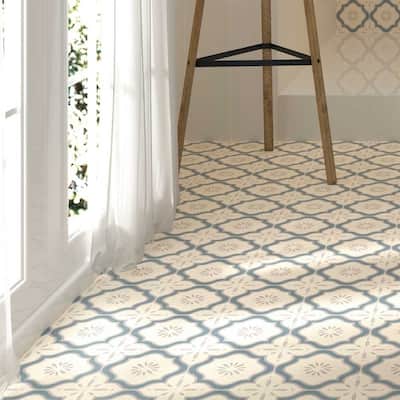 DaVinci Blue 7.9x7.9 Matte Porcelain Encaustic Tile - Floor, Wall, Backsplash