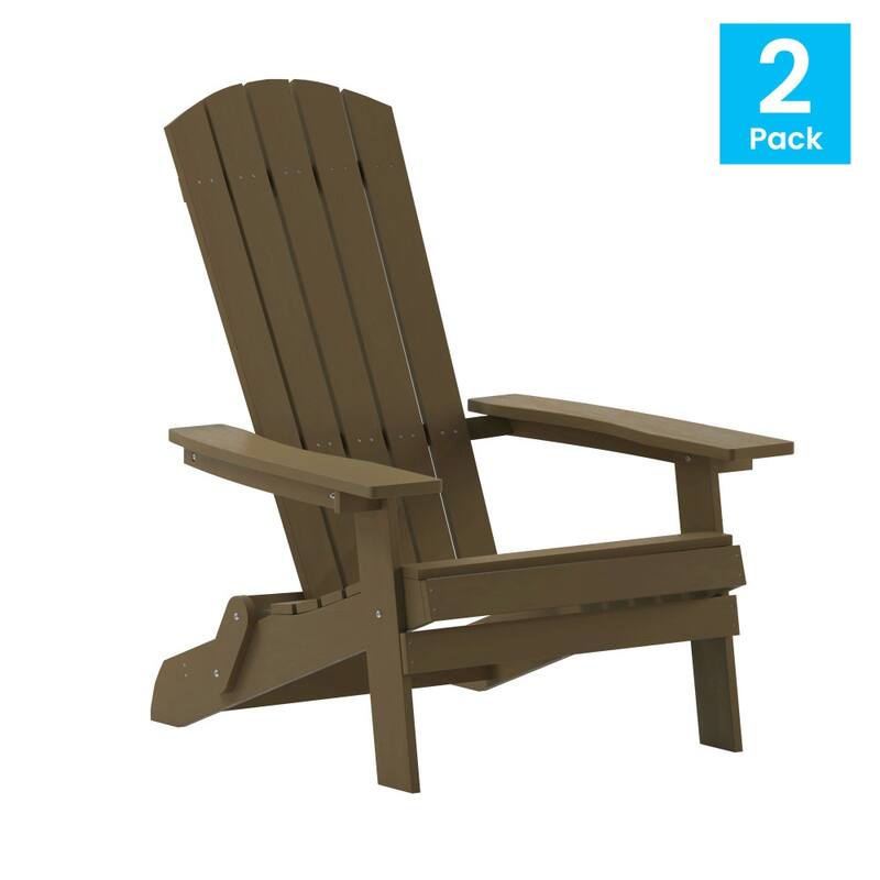 Set of 2 Poly Resin Folding Adirondack Chair-Indoor/Outdoor Patio Chair
