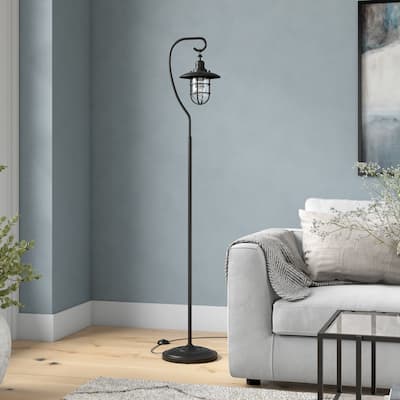 Bay Nautical Floor Lamp with Glass Shade